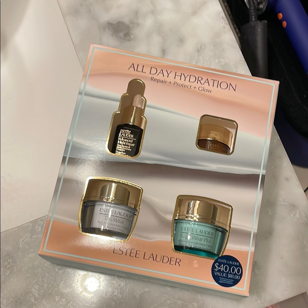 Estee Lauder All Day Hydration Skincare Set - Gold & Teal